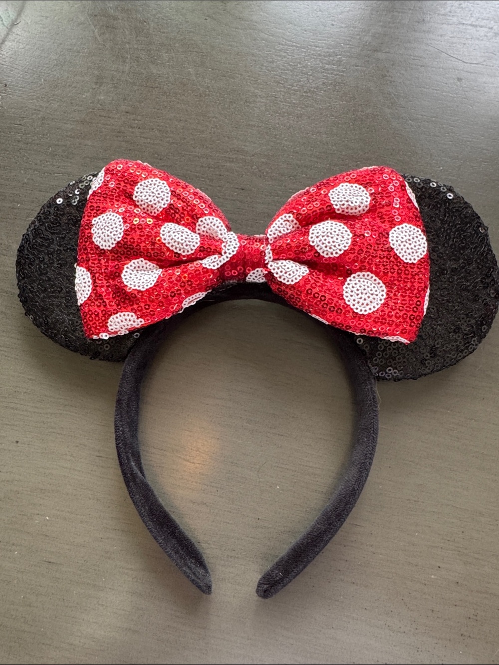 Sequin Minnie Bow Headband - Red & Black